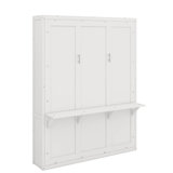 Queen-Sized Murphy Bed With Versatile Side Cabinet Including Storage Shelf And Desk Area