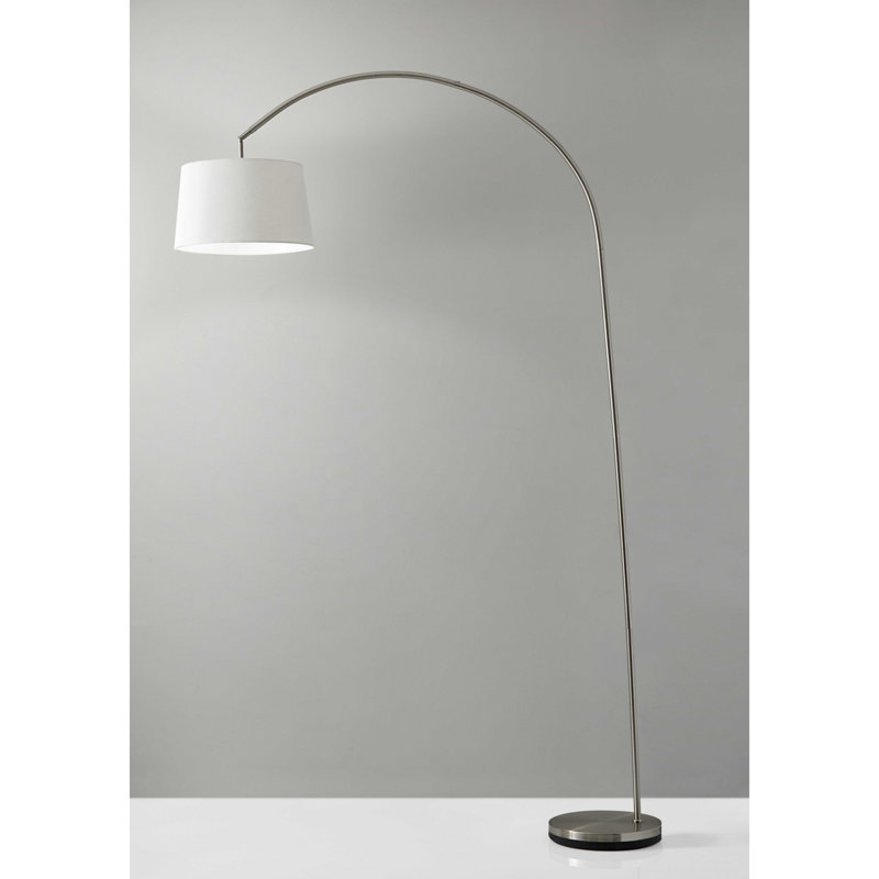 Lampe sur pied en arche 83" Quinter, Acier brossé, Blanc