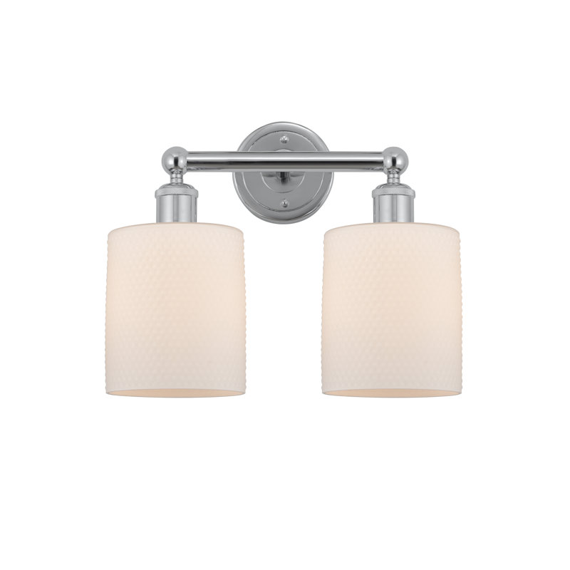 Éclairage pour meuble-lavabo 2 lumières 14 pouces Karon, Blanc mat, Chrome poli