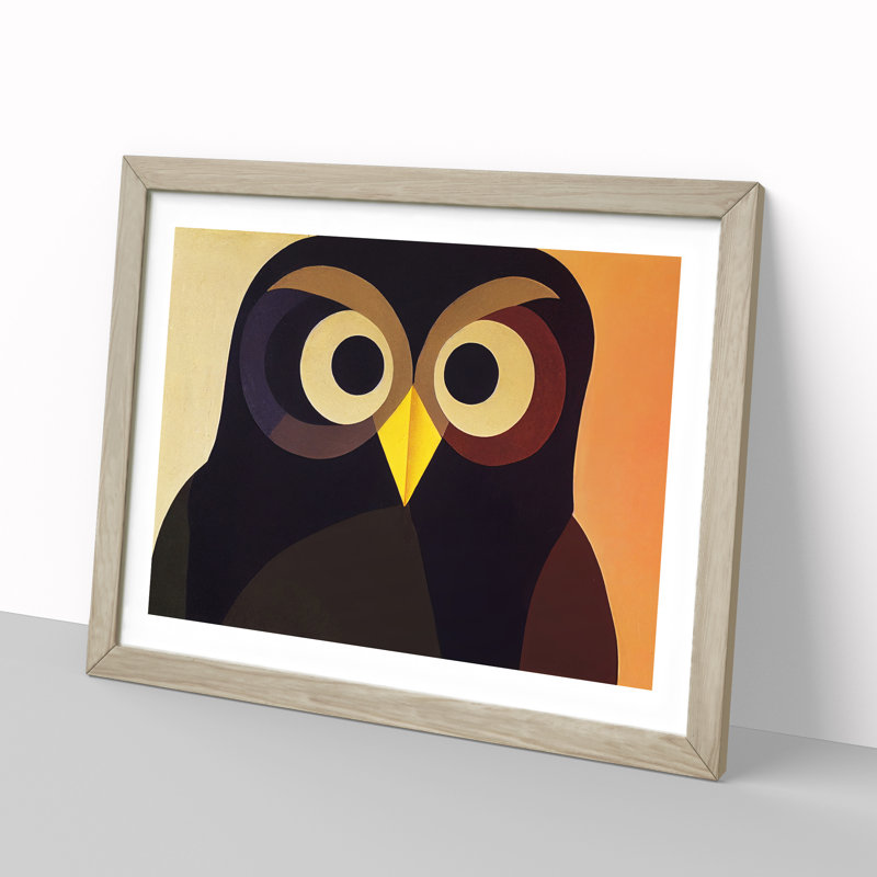 Owl - Framed Print, 46cm H x 64cm W, Oak Framed