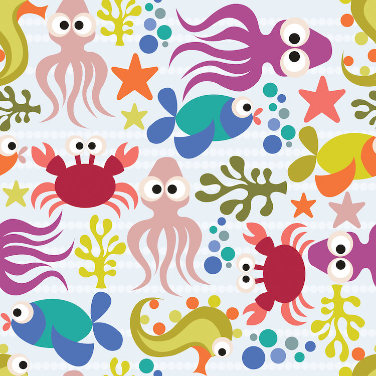 Habitats pour enfants «Under the Sea» - Impression sur toile tendue, H 37 po x l 37 po x P 1,5 po, Toile tendue