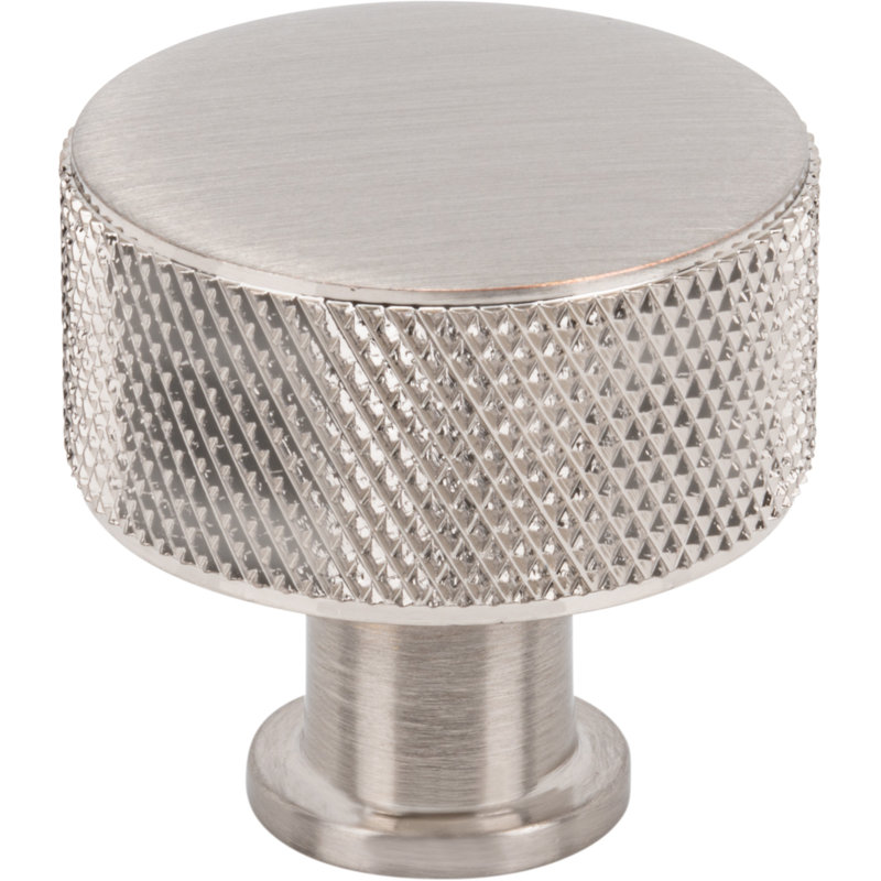 Beliza 1 1/8" Diameter Cylindrical Knurled Knob, Brushed Satin Nickel