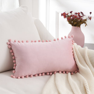 Blush Pink Ikat Lumbar Pillow with Tassels – Concord Pillows