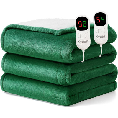 Electric Heated King Size Heating  King Size Dual Control 1/2/4/6/8 Hours Auto Off 10 Heat Level Over Heat Protection Flannel Sherpa ETL Certification