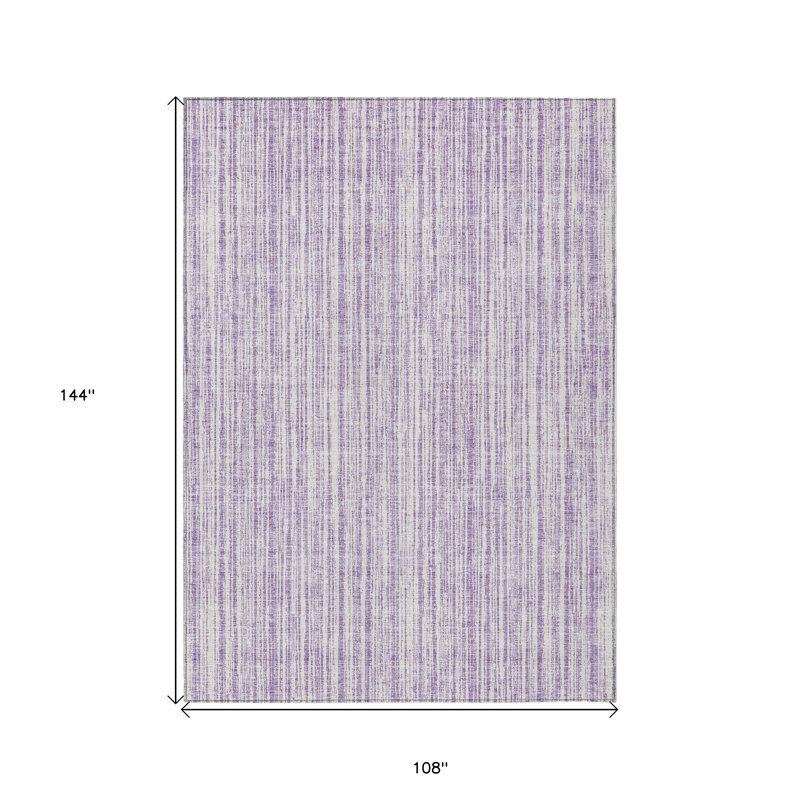Tapis intérieur lavable rayé ivoire 9 pi x 12 pi lavande