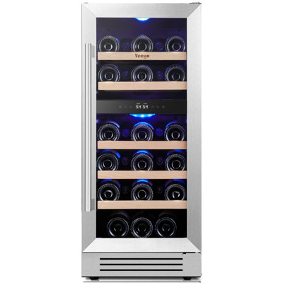 Yeego 28 Bottles 15" Dual Zone Wine Cooler Under Counter Compressor Wine Refrigerator Mini Fridge