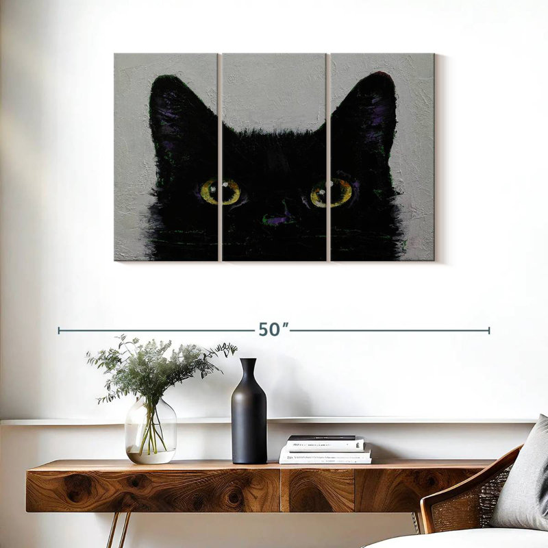 Black Cat Peeking, 24" H x 38" W