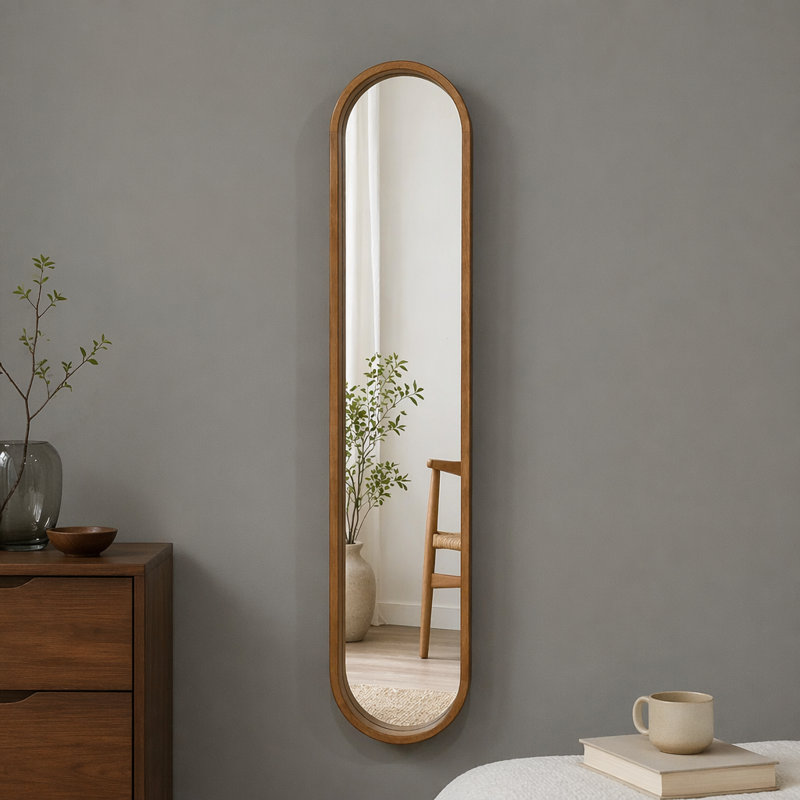 Miroir décoratif en caoutchouc avec cadre ovale allongé