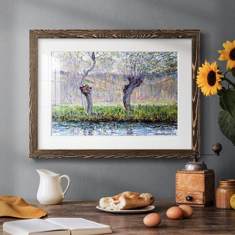 Willows In Springtime, 1886, reproduction d'art encadrée, H 14 po x l 20 po x P 1,5 po, Cadre noyer