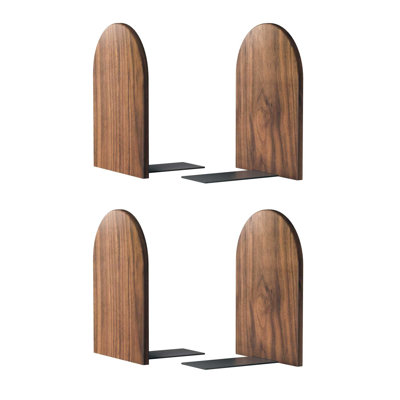 Non-skid Bookend Hold Heavy Books- 7x4x5in 2 Pack Wood Bookends for Heavy Books Heavy Duty