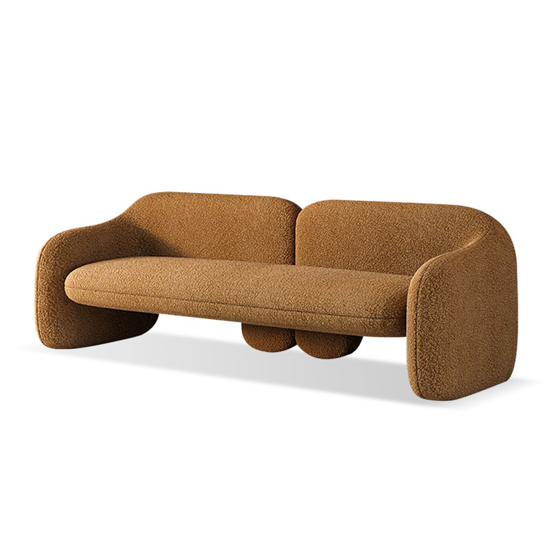 Causeuse-coussin en velours brun, H 31,5 po x l 82,68 po x P 35,43 po