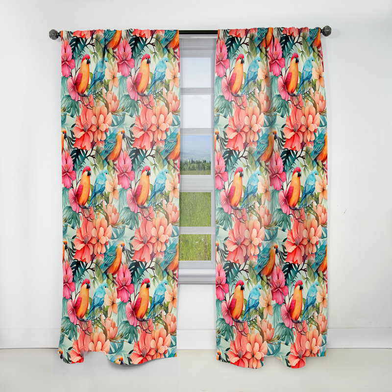 Tropic Dreams - Motif tropical - Rideau floral - Velours obscurcissant - 1 panneau, L 52 po x L 90 po