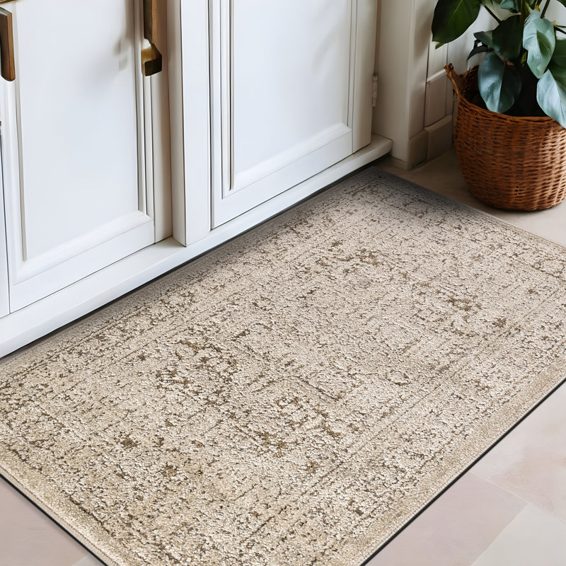 Tapis texturé beige texturé, Rectangle 2 pi 3 po x 4 pi