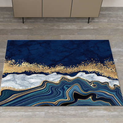 Large Non-Woven Printed Rug Featuring Vibrant Geometric Pattern for Indoor Use in Living Room Bedroom or Office Space