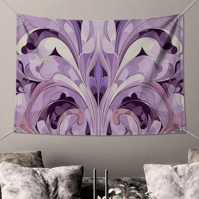 Purple Floral Swirls Wall Tapestry - Floral Wall Decor