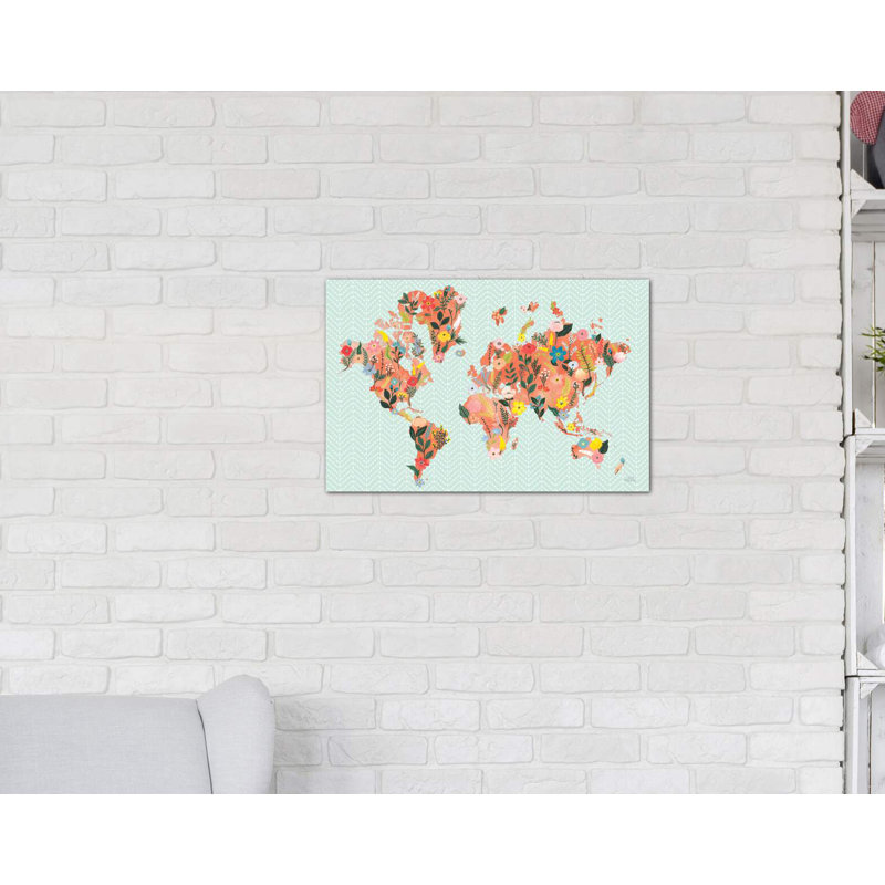 «Wild Garden World» par Laura Marshall - impression d'art graphique, H 12 po x l 18 po x 1,5 po, Toile tendue, Pas de tapis