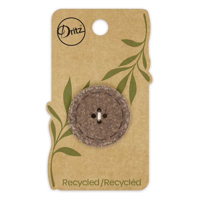 Dritz Recycled Cotton Round Stitch Button, 30mm, 3 Buttons