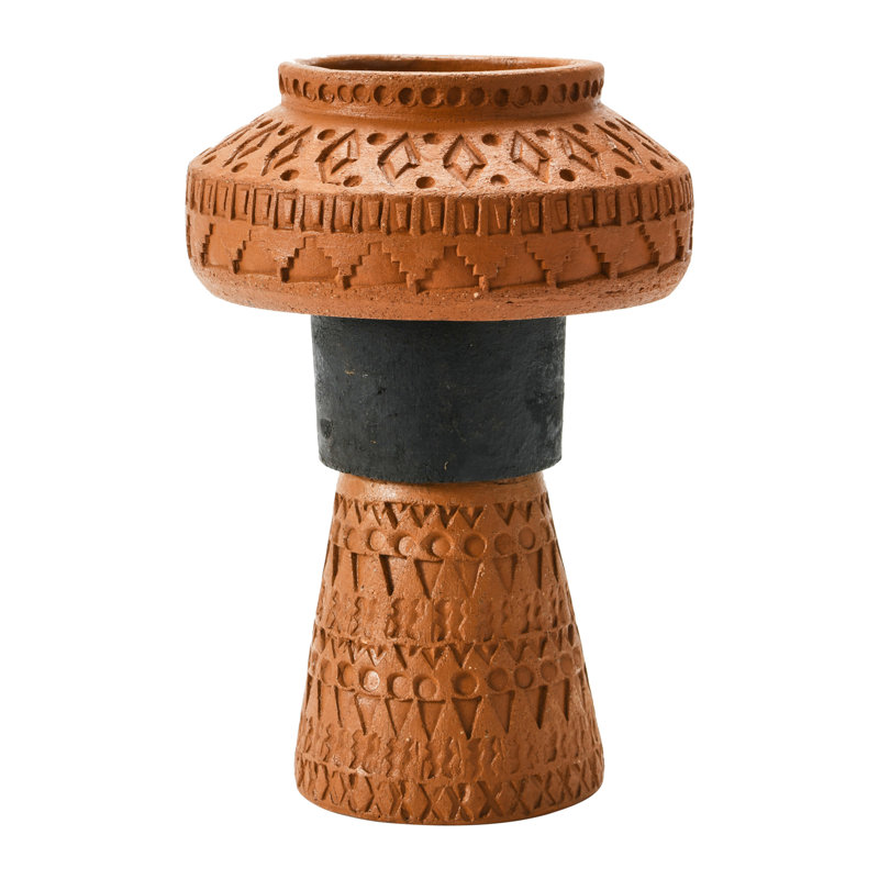 Handmade Debossed Terra-cotta Vase, Terra-cotta