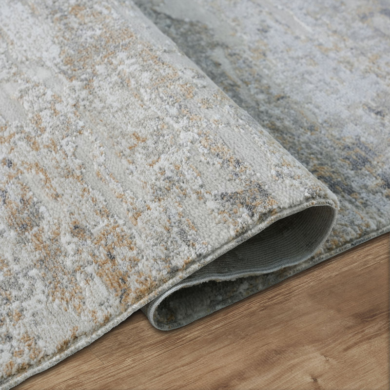 Stafford Gray & Beige Abstract High-Low Modern Rug, Gray/Beige, 7'10" x 10'1"