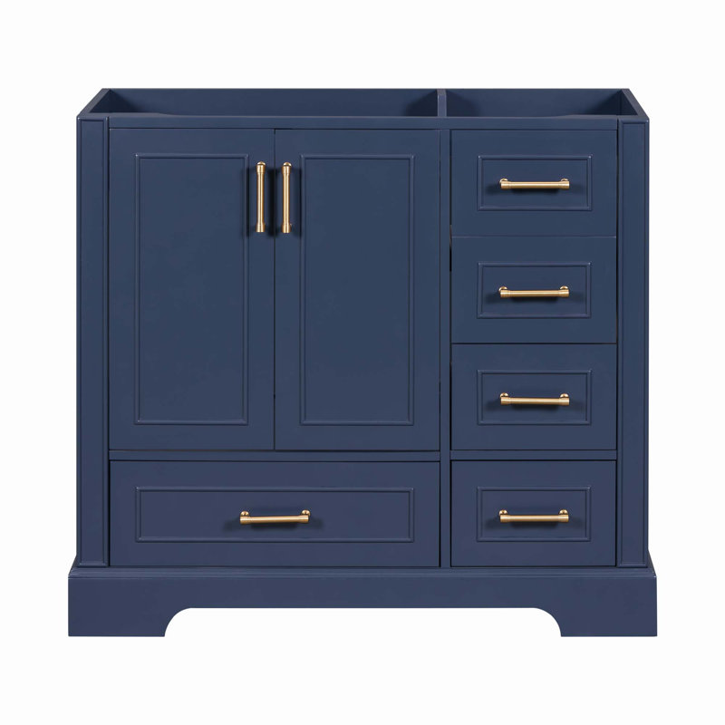 Meuble-lavabo simple 35,4 po avec plateau Daycen, Bleu marine