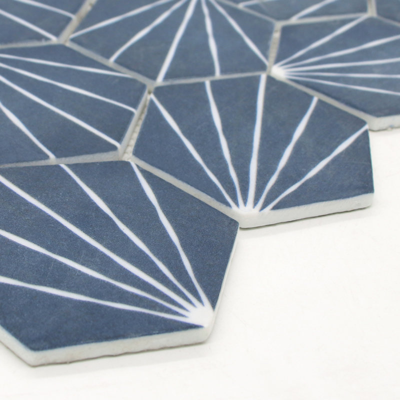 Carrelage mosaïque mural 11,8 po x 10,2 po Art Deco, Bleu