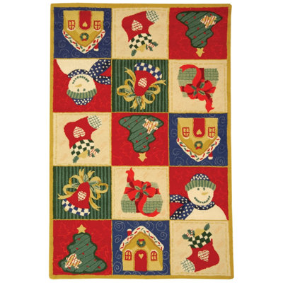 Tapis floral en laine crocheté à la main Paget