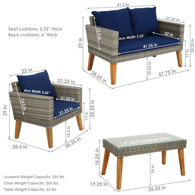 Tirrell 4 - Person Patio Conversation Set