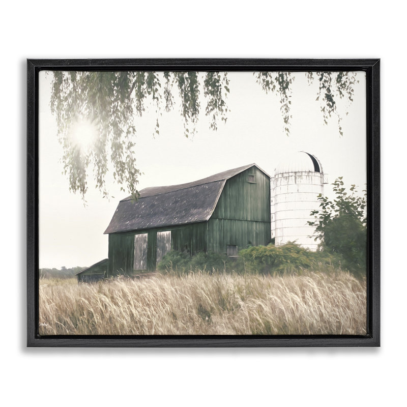 «Green Rustic Barn» par Lori Deiter, Cadre flottant noir de jais, H 17 po x l 21 po