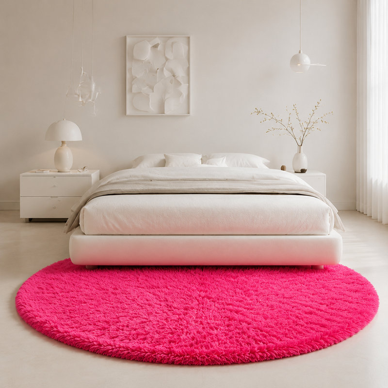 Plush Round Area Rug, Soft Fuzzy Shag Rug for Bedroom Living Room Balcony, Fluffy Carpet for Home Decor, Non-Slip Cozy Decorative Rug.