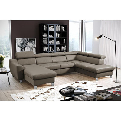 Avais Leather Large Corner Sofa in U-form
