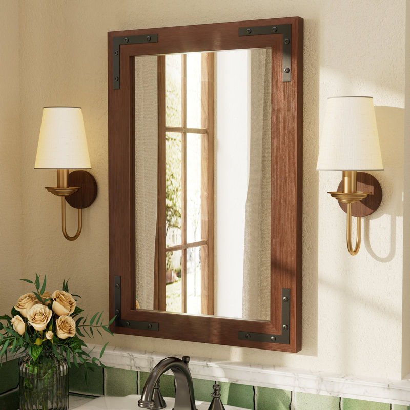 Miroir mural Amara Rustic Farmhouse, Brun, 24 po x 16 po