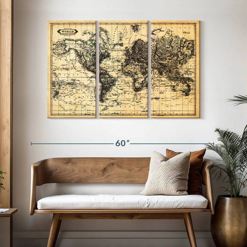 Carte de la carte du monde Aliaz, H 32 po x l 50 po
