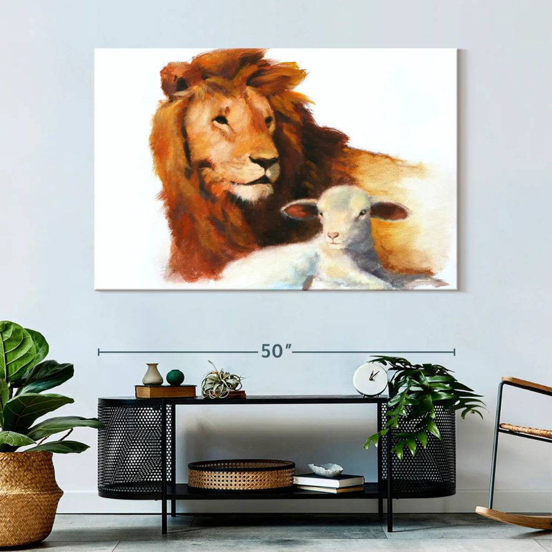 Brampt lion et agneau, H 34 po x l 51 po
