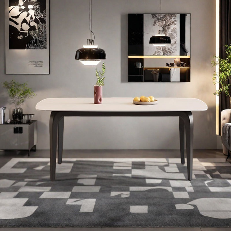 Matte Pure White Dining Table, 29.52"H x 62.99"L x  35.43"W