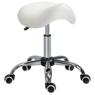 Tabouret de salon roulant crème blanc