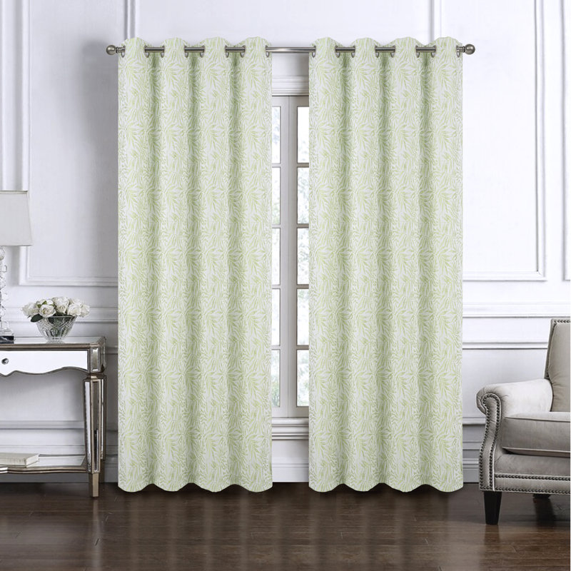 Crysania Room Darkening Single Curtain Panel, Sage