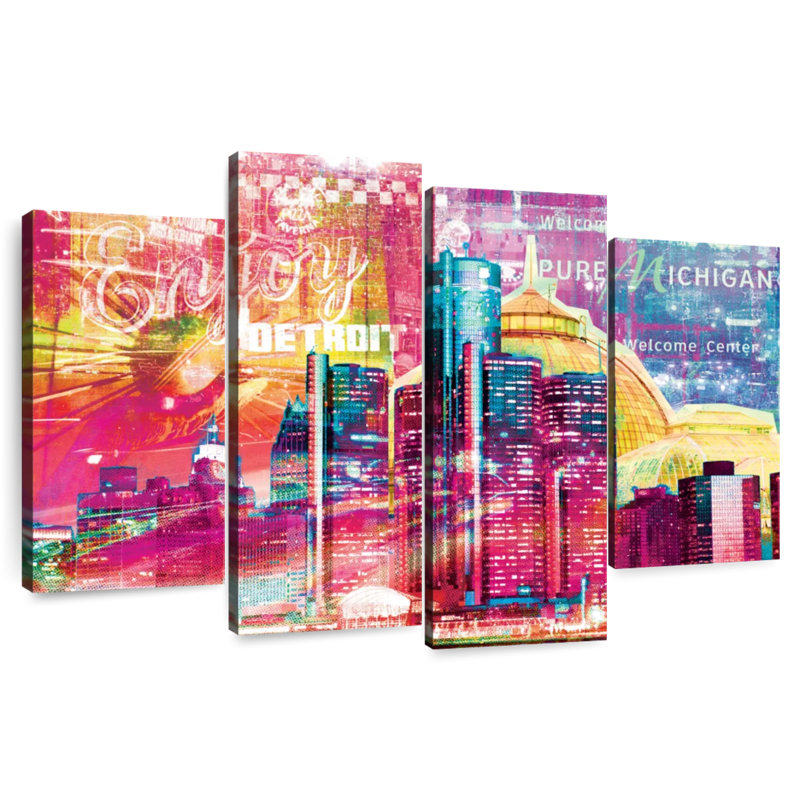 Nicci Detroit Cityscape Grunge, H 27 po x l 43 po