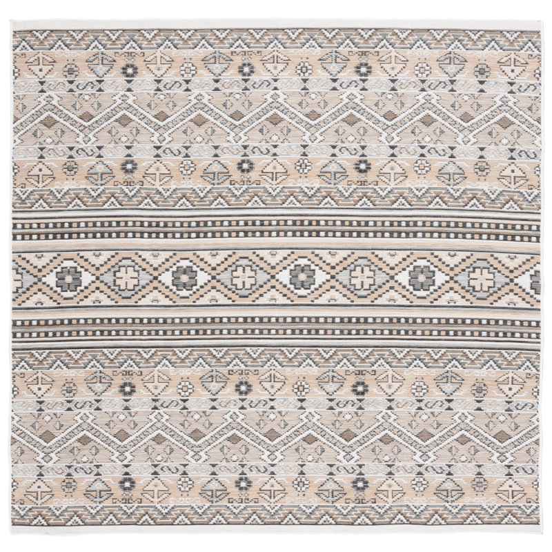 Tapis intérieur / extérieur Karenann Sunrise Performance Southwestern, Carré 6 pi 7 po