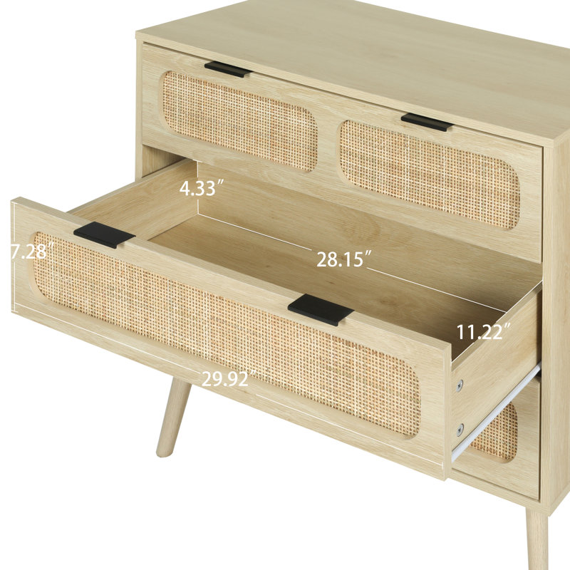 Parocela 3 Drawer 31.5'' W Dresser, Natural