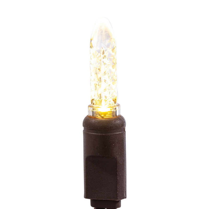 Guirlande lumineuse de 70 DEL M5 blanc chaud à facettes sur fil brun, espacement de 10 cm x 7,3 m de long, Warm White
