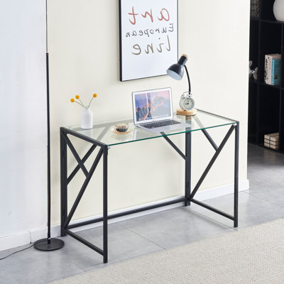 Bureau d'ordinateur en verre transparent Tempe