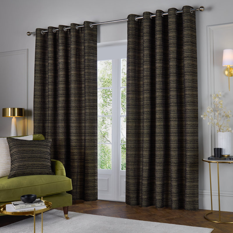 Jupiter Room Darkening Curtain Panel Pair, 229cm Width x 183cm Drop, Black