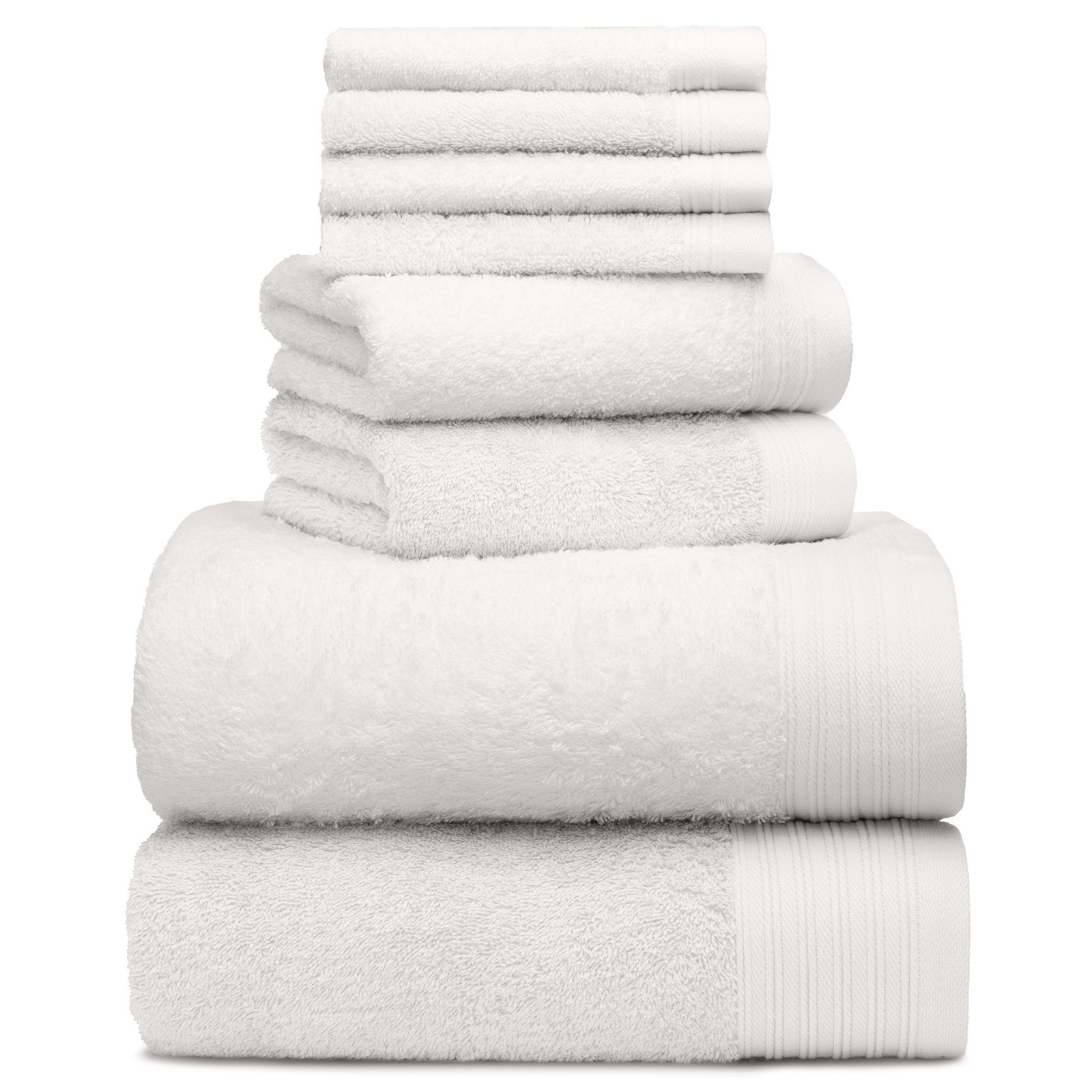 Doncia 8 Piece 100% Cotton Towel Set, White