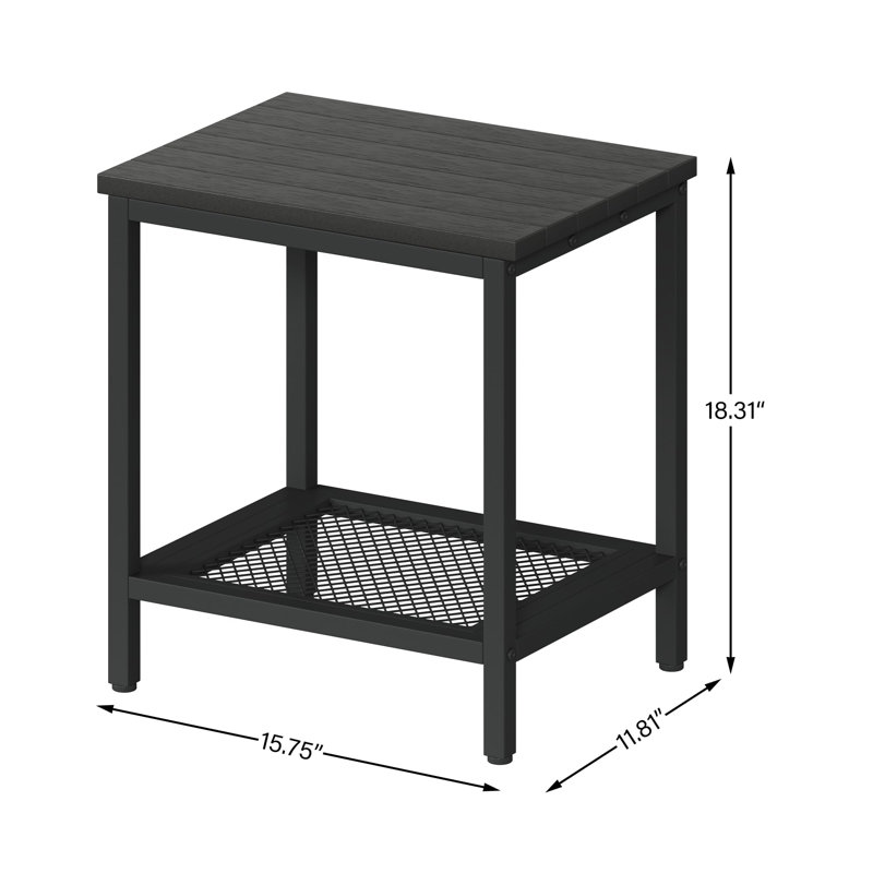 Table d'appoint d'extérieur à 2 niveaux avec rangement, table d'appoint de patio HDPS Table d'appoint résistante aux intempéries pour piscine, terrasse, jardin, noir