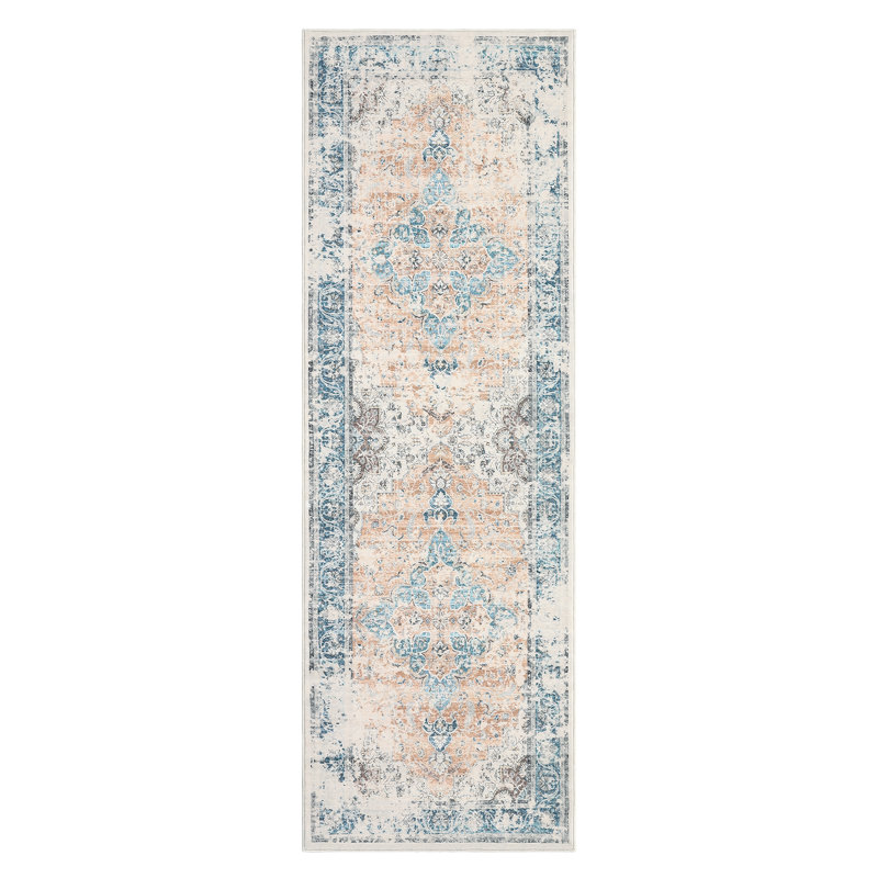 Machine Washable Runner Rugs 2x6 Vintage Runners Non-Slip Distressed Runner Rug Distressed Floor Carpet Ultra Rug for Hallway Kitchen Bedside Light Orange