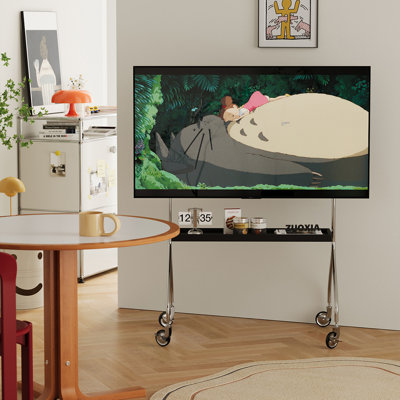 Walk Around The TV Stand With An Antique,Black  Movable Stand For A Floor-Standing Display TV Cabinet And Projection TV Stand