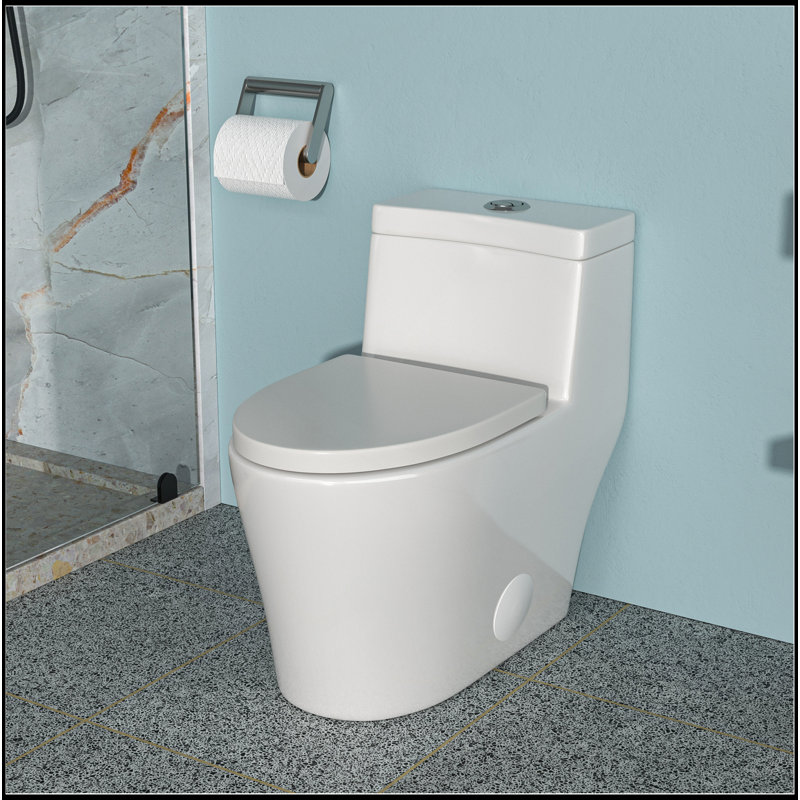 Toilette moderne en céramique une pièce, double chasse avec siège à revêtement doux
