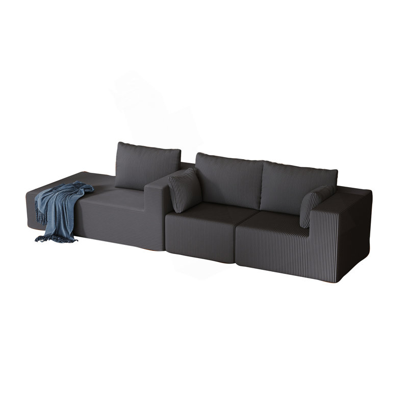 108.3" Sectional Foam Couch,L Shape Sofa With Chaise Lounge,Modular Cloud Sofa  For Living Room,Upholstered Corduroy Couch
