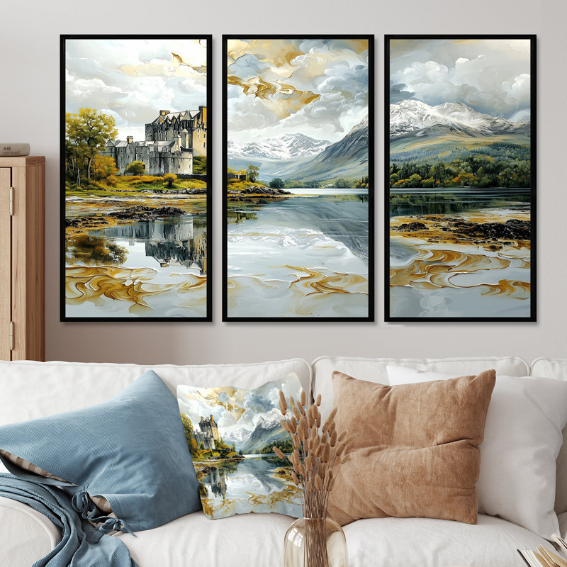 Ensemble de salon Eilean Donan, H 28 po x l 36 po x P 1 po, Toile avec cadre flottant noir