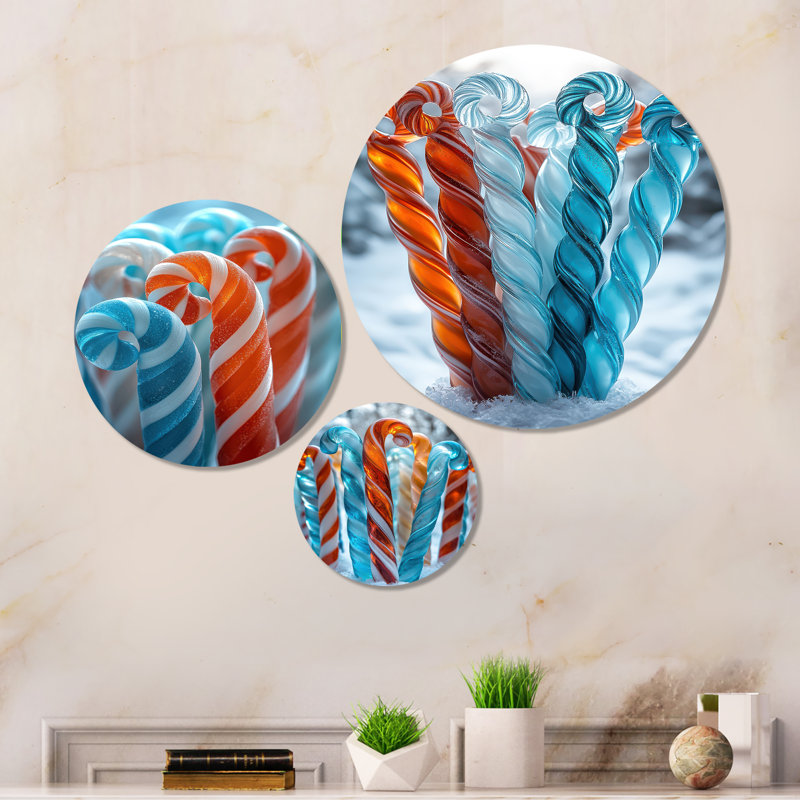 Ensemble de 3 décorations murales orange et bleu Candy Cane Lane I - Holiday